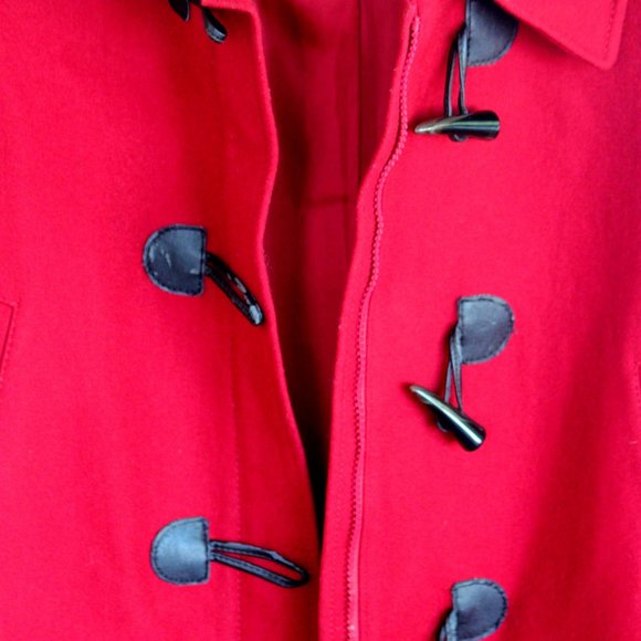 Tommy Hilfiger Red Wool Blend Pea Coat With Toggle Closure Womens M - Picture 12 of 16